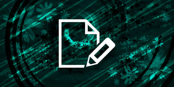 ilustrações, clipart, desenhos animados e ícones de editar ícone de documento floral esmeralda verde banner fundo ilustração de design natural - article pen manuscript writing