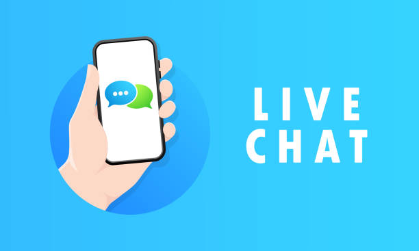 istock Hand holds a mobile phone on the screen icon. Live chat. Notification on the smartphone screen of a new message. Sending and receiving messages concept. For websites and banners design. Vector EPS 10 1291433178