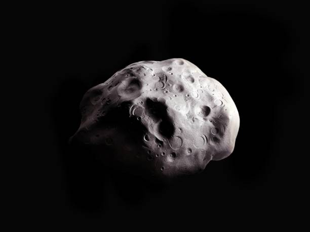 istock Asteroid surface with craters, rocky small planet, stone satellite on a black background. 1291437754
