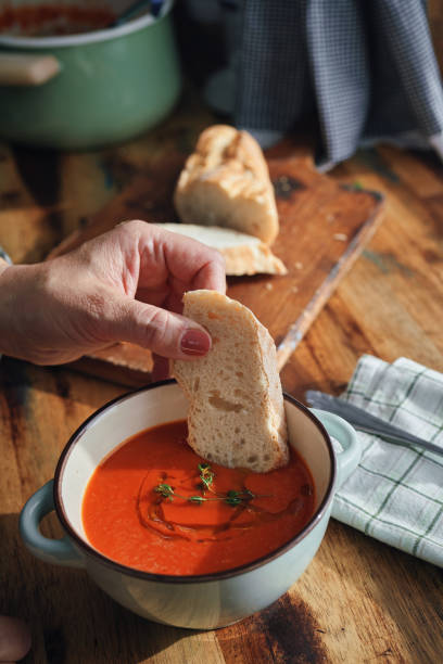 istock Delicious Tomato Soup Served with Olive Oil and Thyme 1291438150