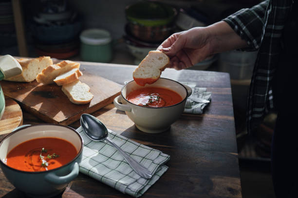 istock Delicious Tomato Soup Served with Olive Oil and Thyme 1291438177