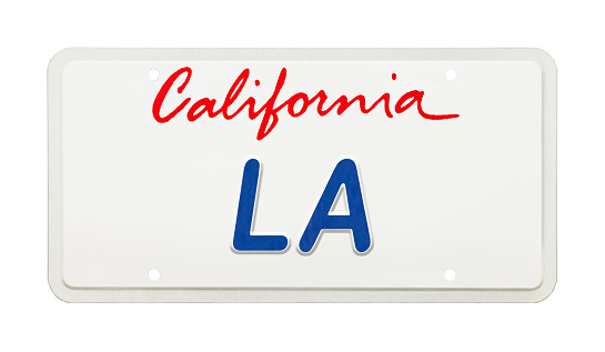 California License Plate with LA Printed on It.