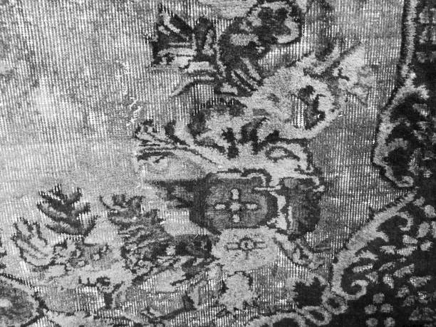 istock Close-up of textile texture black and white vintage handmade 1291447300