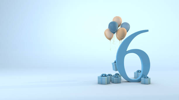 istock Number 5 birthday celebration blue gift box and pink balloons. 3D Render 1291448503