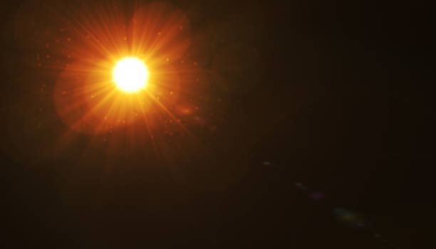 istock Anamorphic blue lens flare isolated on black background for overlay design or screen blending mode 1291448715