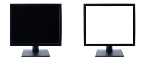 istock set of white and black square computer monitors isolated on a white background. blank for design. desktop tft screen 1291455328