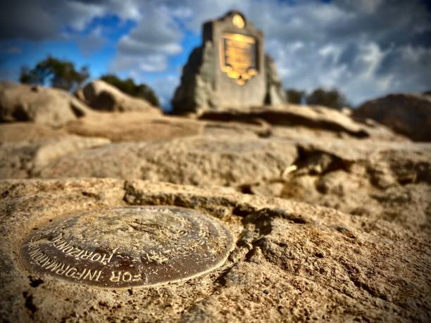 istock cowles mountain summit marker and survey pin 1291456901