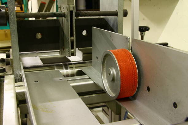 istock Close-up of a special machine for textile sun protection 1291469511