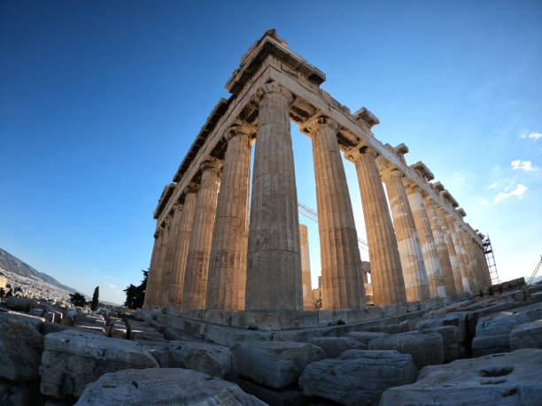 istock Old antique stone colonnade in Greece 1291474869