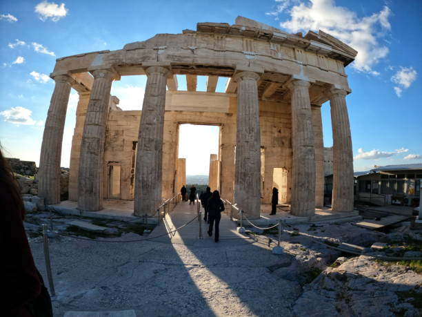 istock Old antique stone colonnade in Greece 1291474913