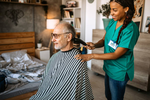 istock Nurse taking care of a nursing home senior user 1291484177