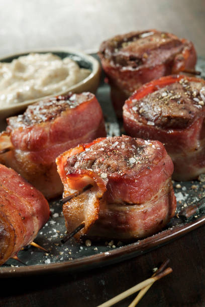 istock Bacon Wrapped Fillet Mignon Bites with a Creamy Horseradish Dip 1291486144