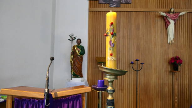 istock Christmas celebration and decoration in a church 1291486969