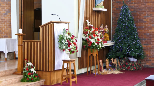 istock Christmas celebration and decoration in a church 1291487107