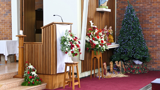 Christmas celebration and decoration in a church
