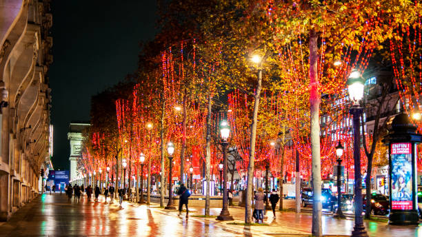 The Champs Elysées avenue, at Christmas approaches. stock photo