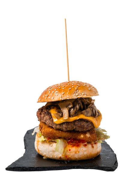 istock Juicy hamburger on white background stock photo 1291493517