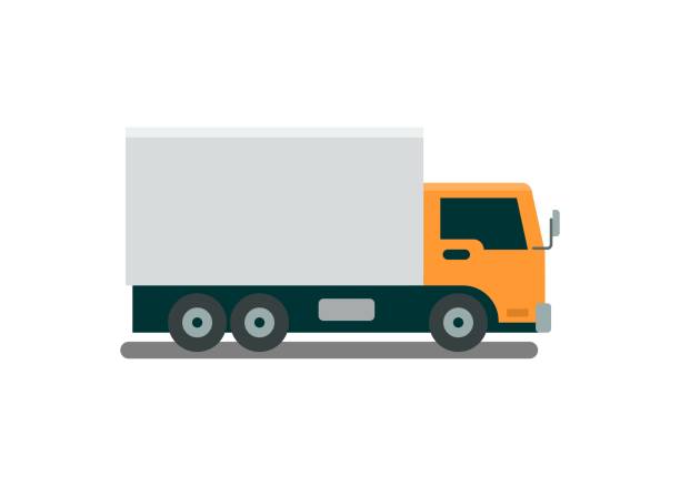 ilustrações de stock, clip art, desenhos animados e ícones de box truck. simple flat illustration - speed horizontal commercial land vehicle automobile industry