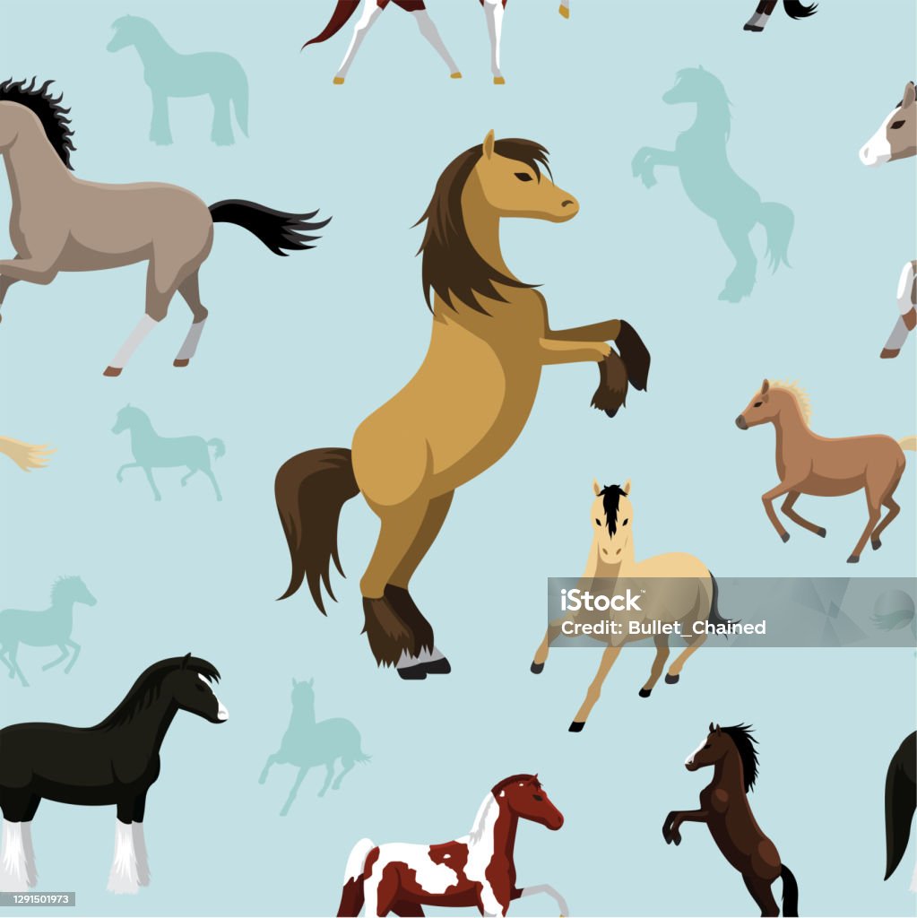 Horse Wallpaper Seamless Background Pattern Cartoon Stock Illustration -  Download Image Now - iStock