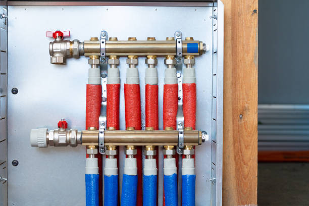 istock Manifold for heating installed in a private house 1291504737