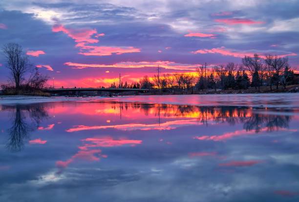 istock Sunrise Reflections On An Icy River 1291505541