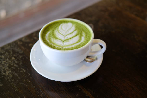 istock hot japanese matcha green tea with latte art. 1291506828