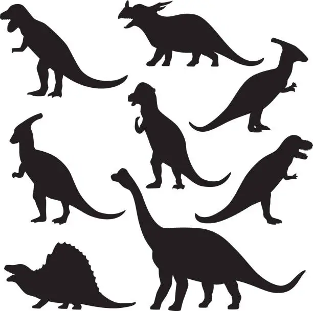 Vector illustration of Dinosaur Silhouettes