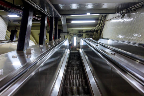 istock View from above of two-way escalators with staircase at subway 1291518200