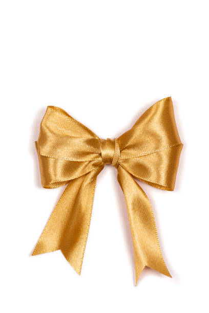 istock Golden ribbon satin bow isolated on white background. 1291521042