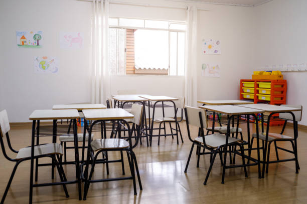 istock set of empty desks and chairs in a classroom 1291523521