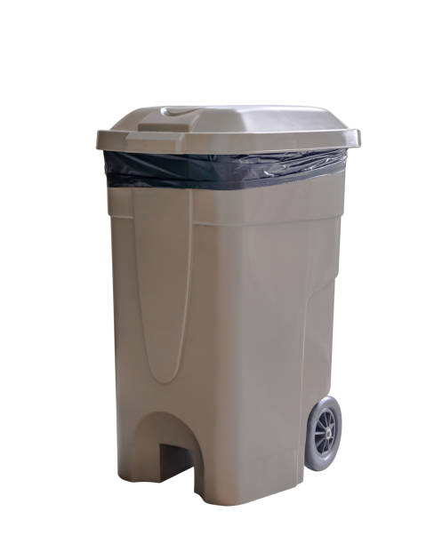 istock trash bin plastic isolated on white, dustbin for garbage waste, wheel bin plastic for waste container 1291535248