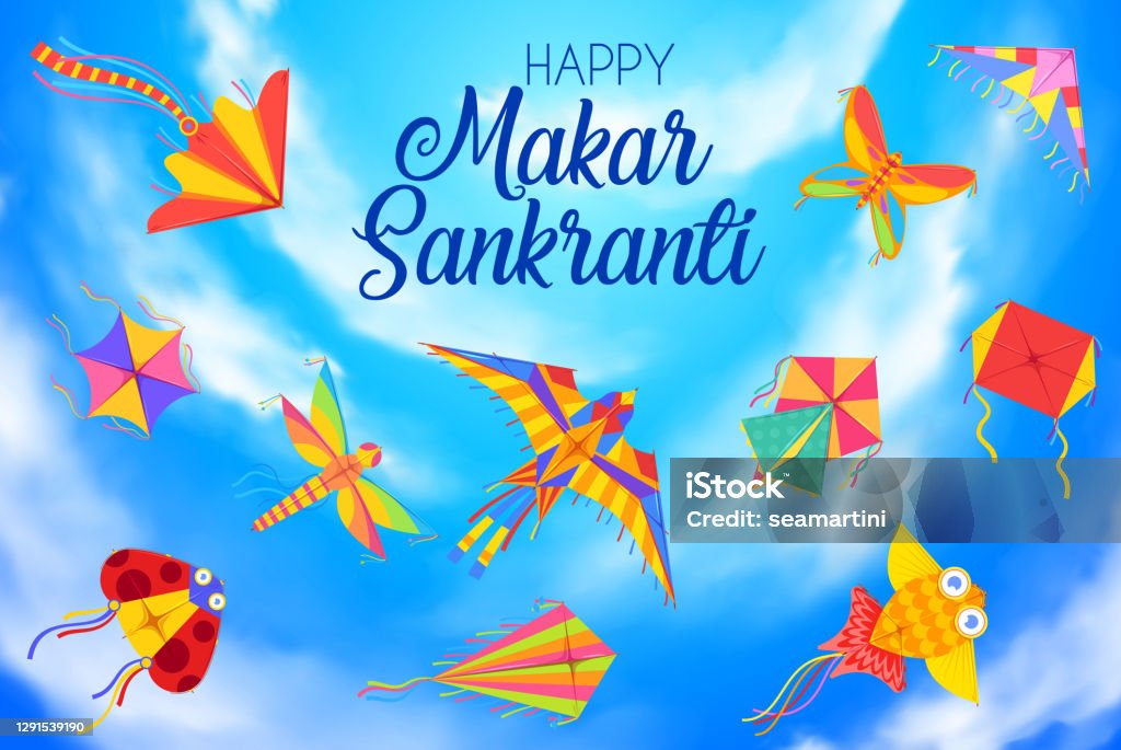 Makar Sankranti Day Harvest Festival Background Stock Illustration -  Download Image Now - Kite - Toy, Makar Sankranti, Flying - iStock