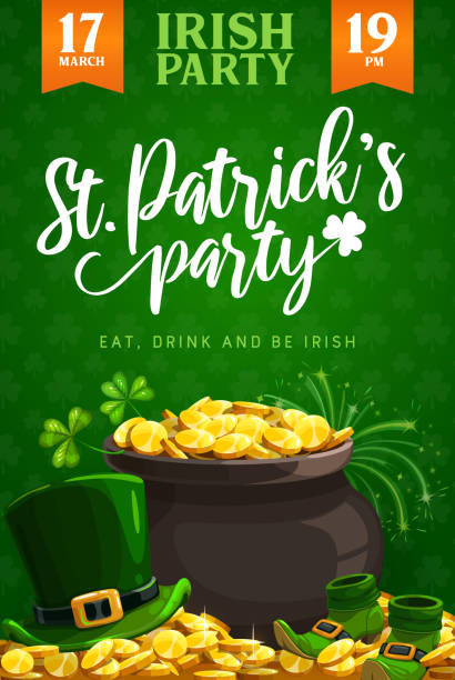 st patricks day irlandzki ulotka strony lub plakat - st patricks day irish culture pub clover stock illustrations