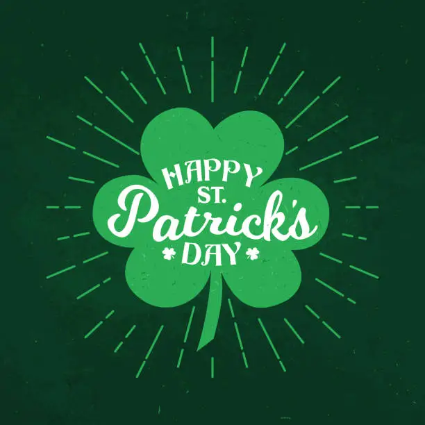 Vector illustration of Happy St Patrick day shamrock clover Irish holiday