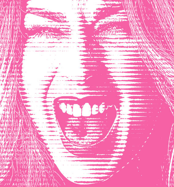 口を開けた興奮した女性 - human mouth mouth open shouting screaming点のイラスト素材／クリップアート素材／マンガ素材／アイコン素材