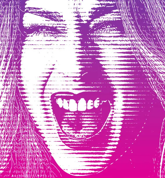 Vector illustration of Excited woman with open mouth