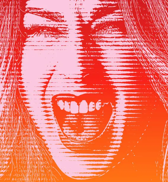 Vector illustration of Excited woman with open mouth