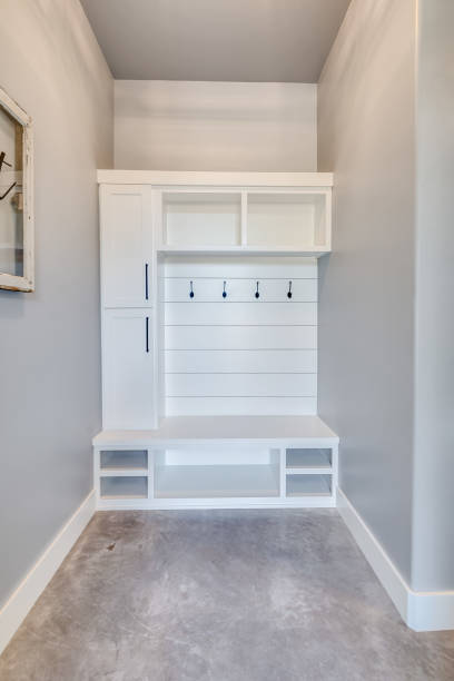istock Quaint space for placing coats and shoes after being outside 1291541185