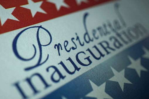 shot of presidential inauguration sign