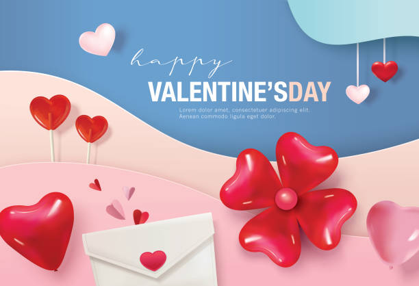 illustrazioni stock, clip art, cartoni animati e icone di tendenza di buon san valentino - balloon love red gift tag