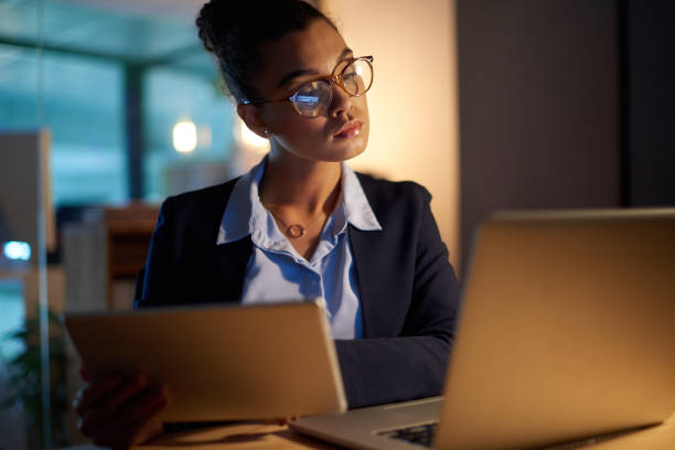 istock Focused on seeing it to the end of her deadlines 1291547876