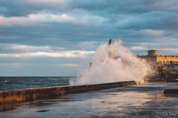 istock Sea Waves Splashing On Shore Against Sky 1291551630