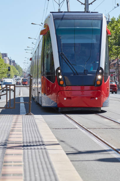 istock Tramway tram on European street tracks. 1291555348