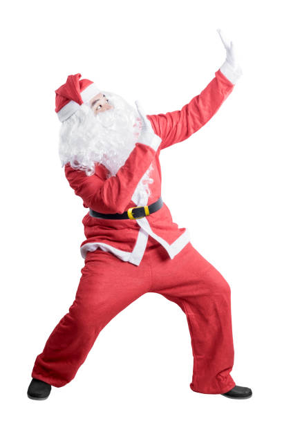 istock Asian man in Santa costume afraid with something 1291558645