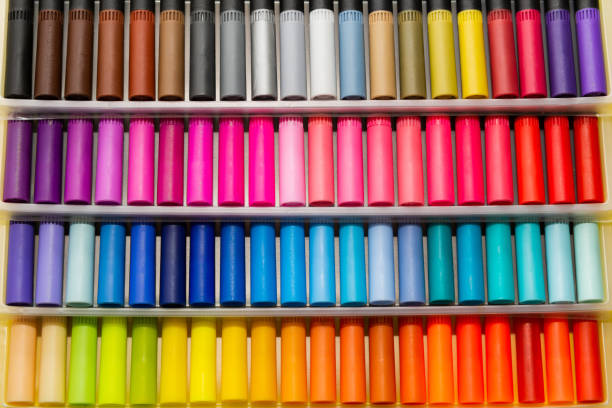 istock Large set of colored markers in a plastic box 1291561006