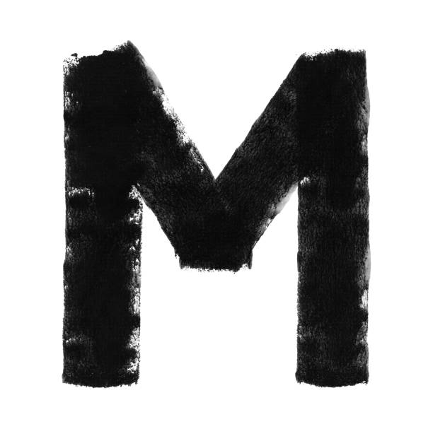 istock Four straight lines creating a capital letter M - single object isolated on white paper background with visible imperfections with unique painterly effect and texture - vector illustration made by hand black paint and paint roller 1291565714