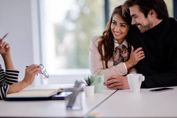 istock Young couple on psychotherapy 1291565897