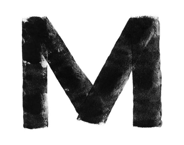 istock Hand painted wide capital letter M isolated on white paper background - abstract imperfect uneven messy illustration in vector with visible painterly effect transparencies and original natural textures 1291566648