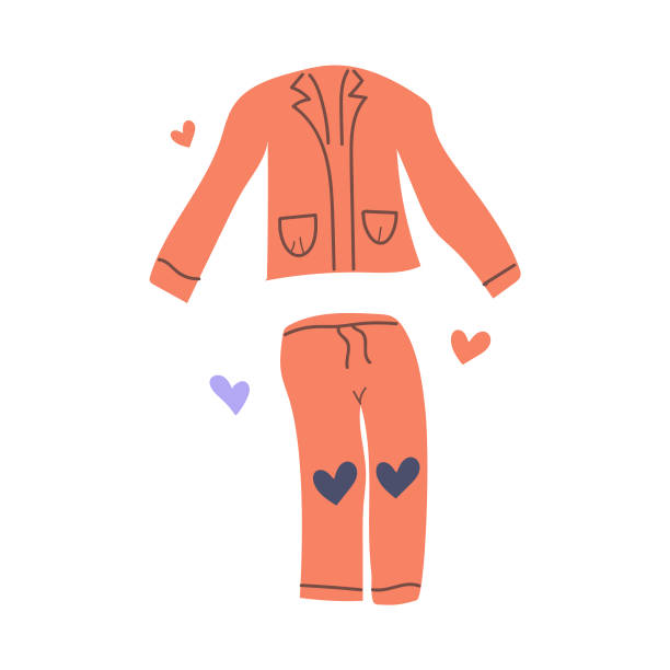 Hand drawn pink pajamas with hearts. Party, sweet dreams and cozy home concept. Hand drawn pink pajamas with hearts. Party, sweet dreams and cozy home concept. pajamas illustrations stock illustrations