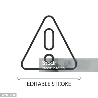 istock Warning pixel perfect linear icon 1291572485